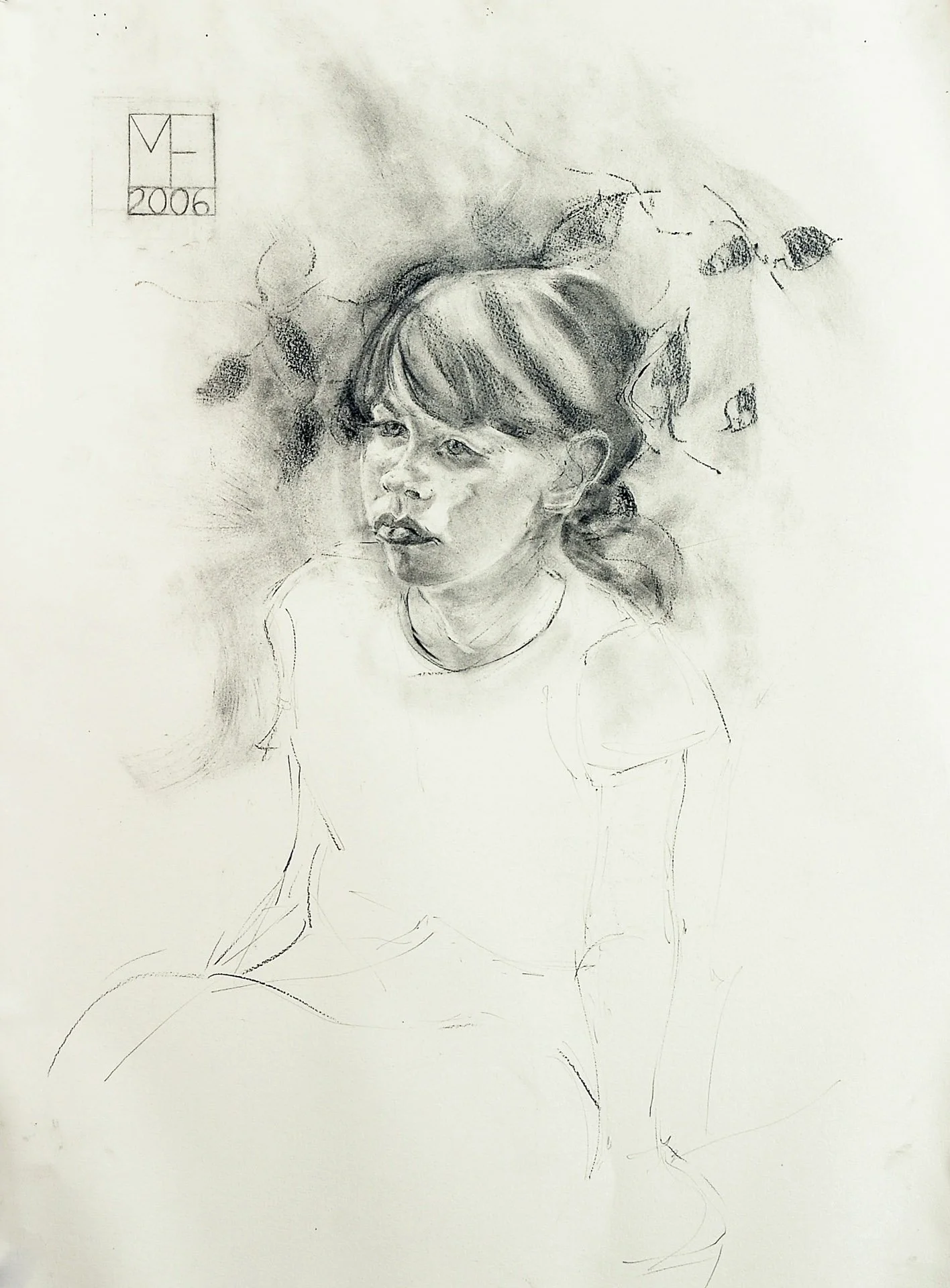 Commission of a little Lorna 2006 charcoal 80 x 58 cm sold