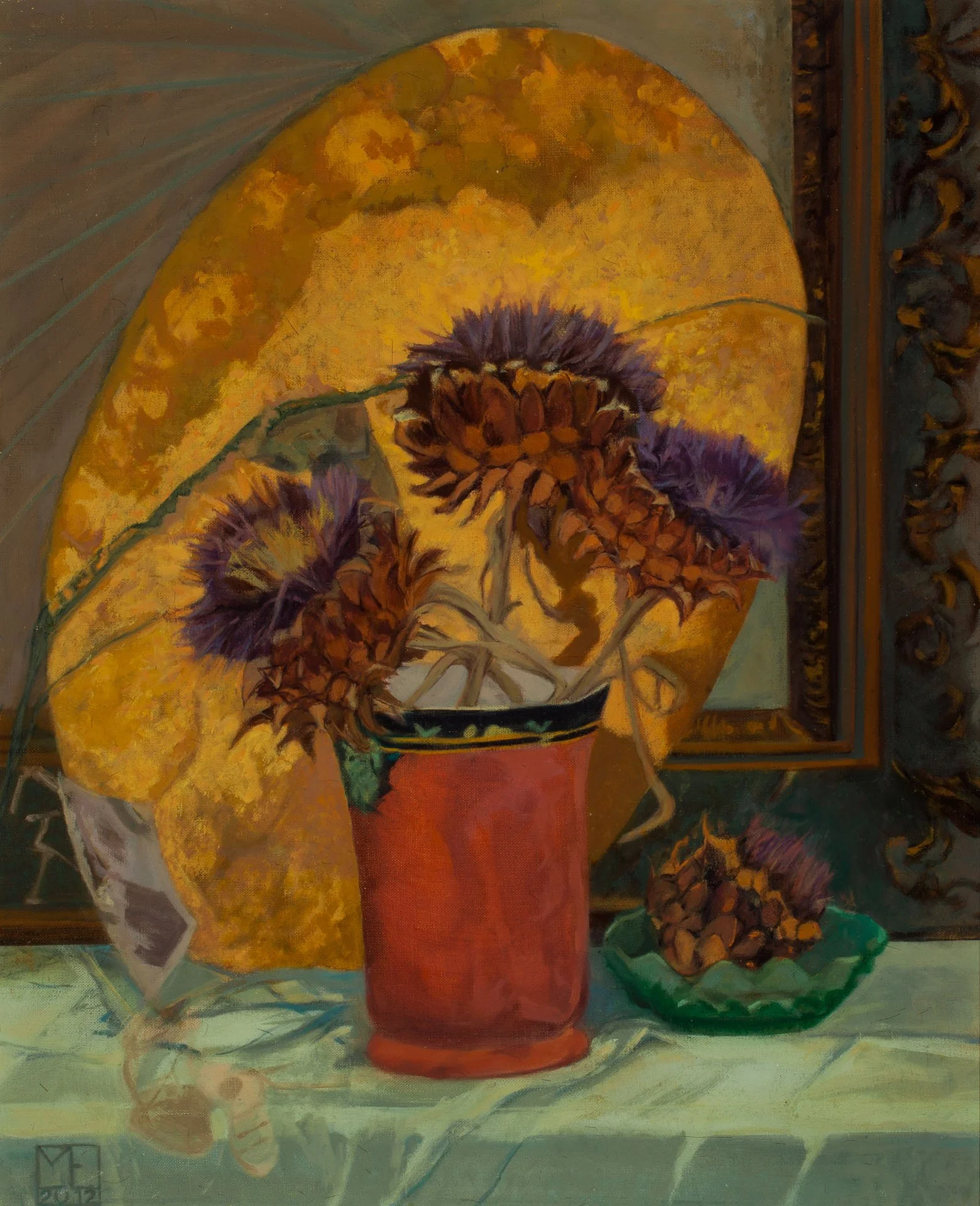 Artichokes with pink vase 2014 oil paint 65 x 53 cm SOLD
