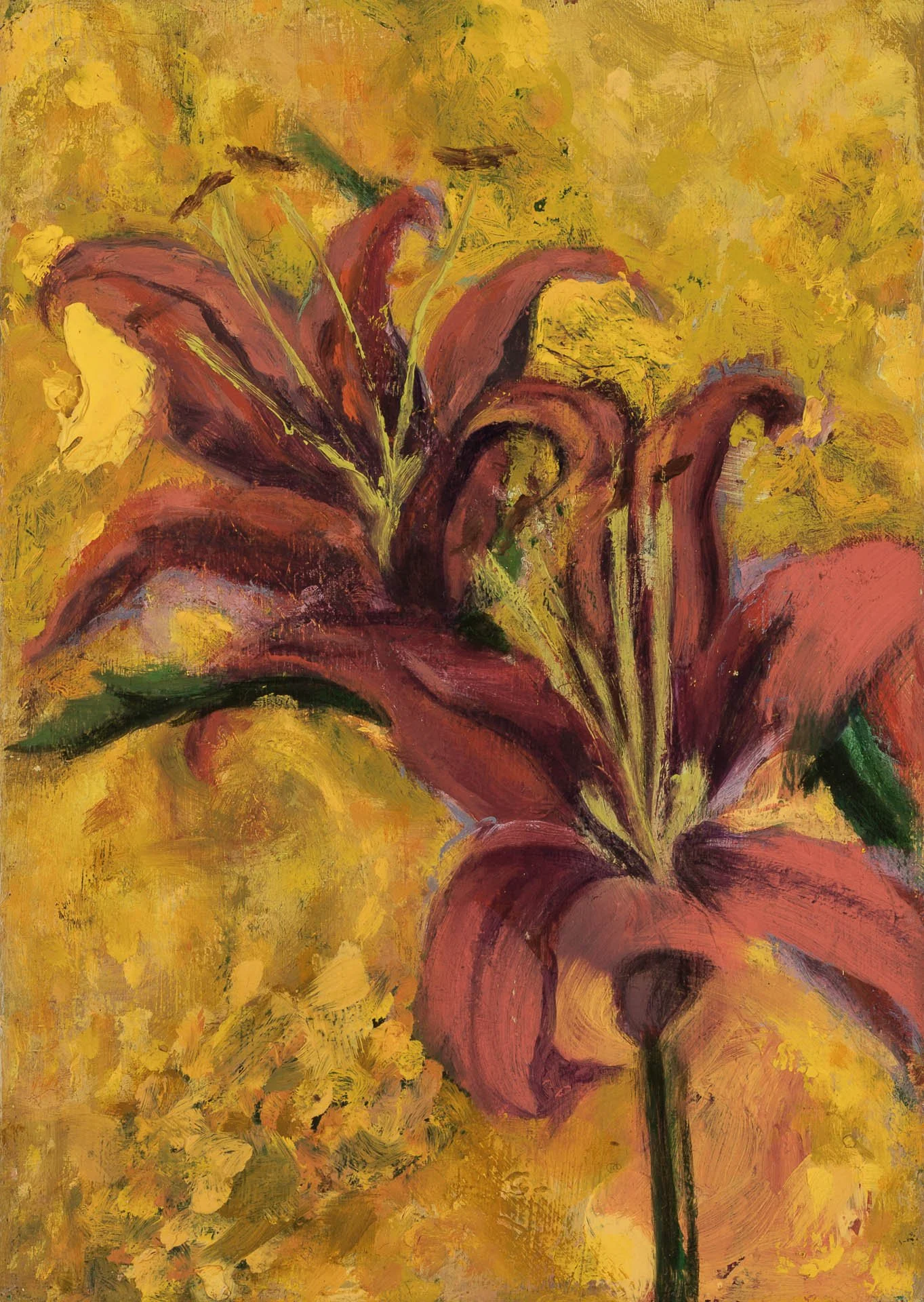 Pink Lillies, 2019, oil pain on canvas, 24 x 18cm