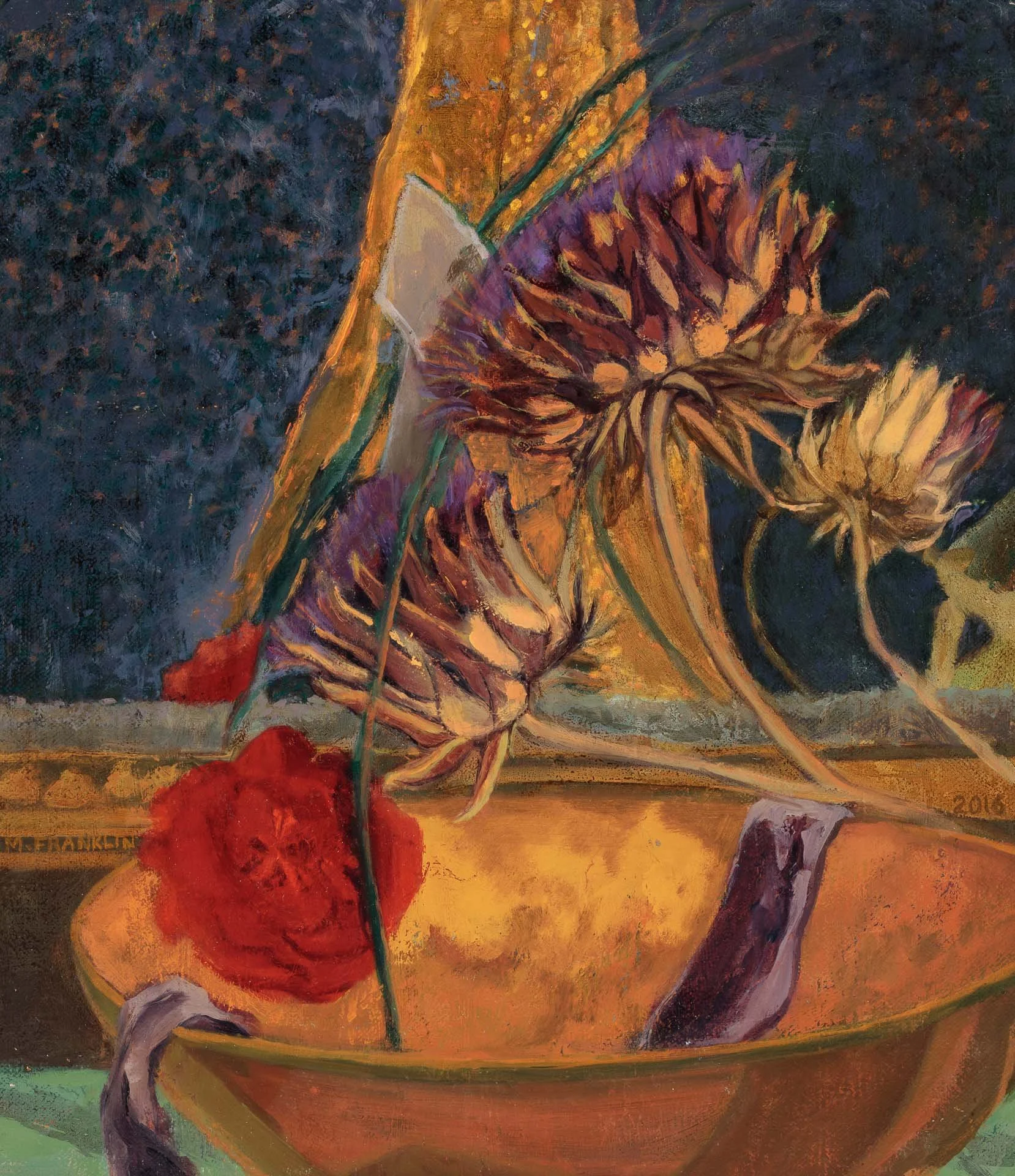 Artichokes with Red Flower