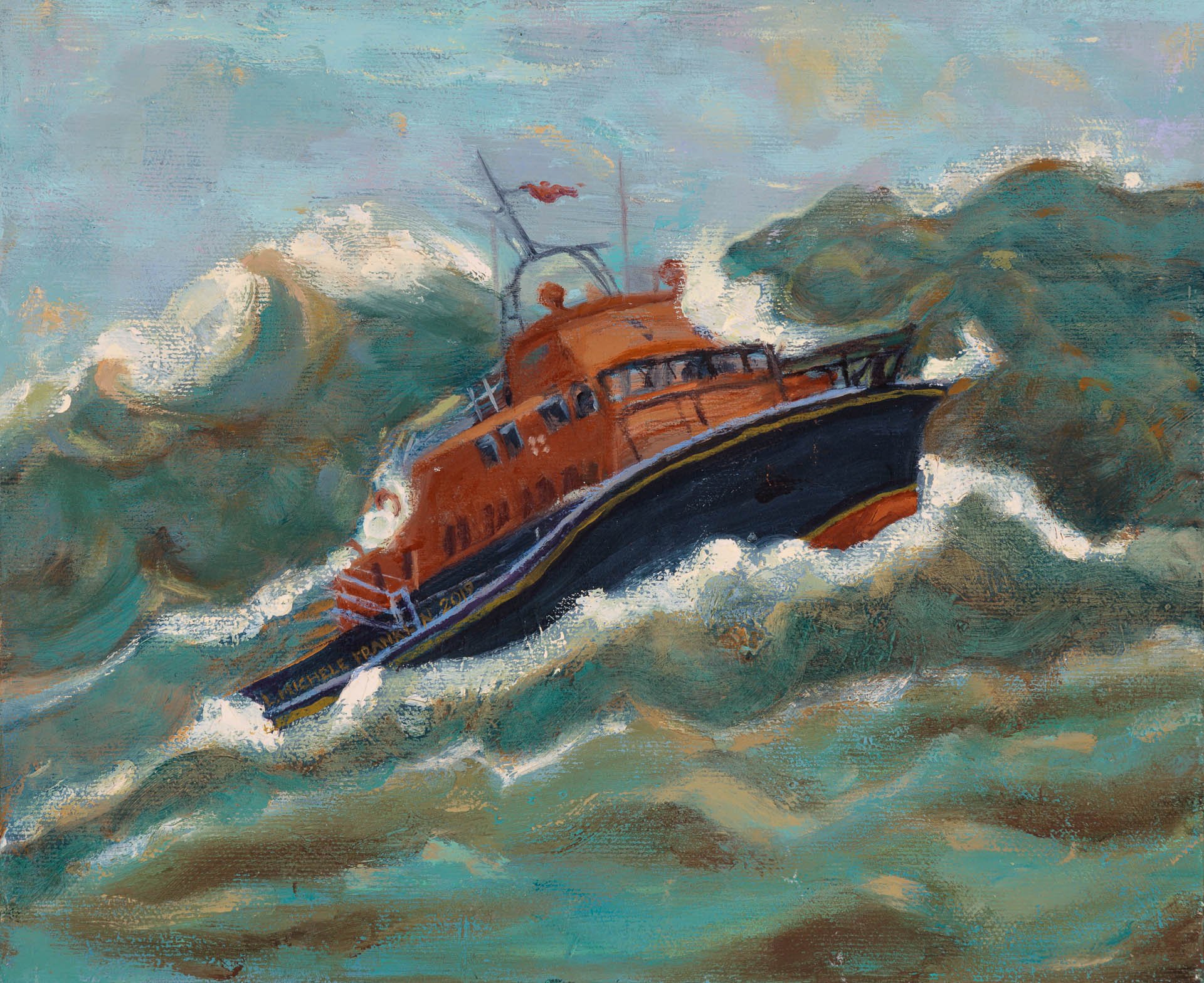 Red Boat - Oil painting, 8 x 10“ / 20 x 25 cm