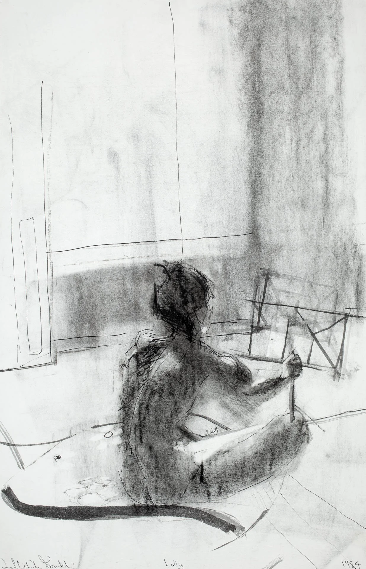 Solitary Music 1984 charcoal and Ink 68 x 53 cm 
