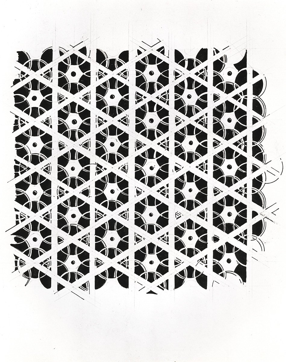 176. Islamic Circles, 39 x 31 cm, 1960, NFS