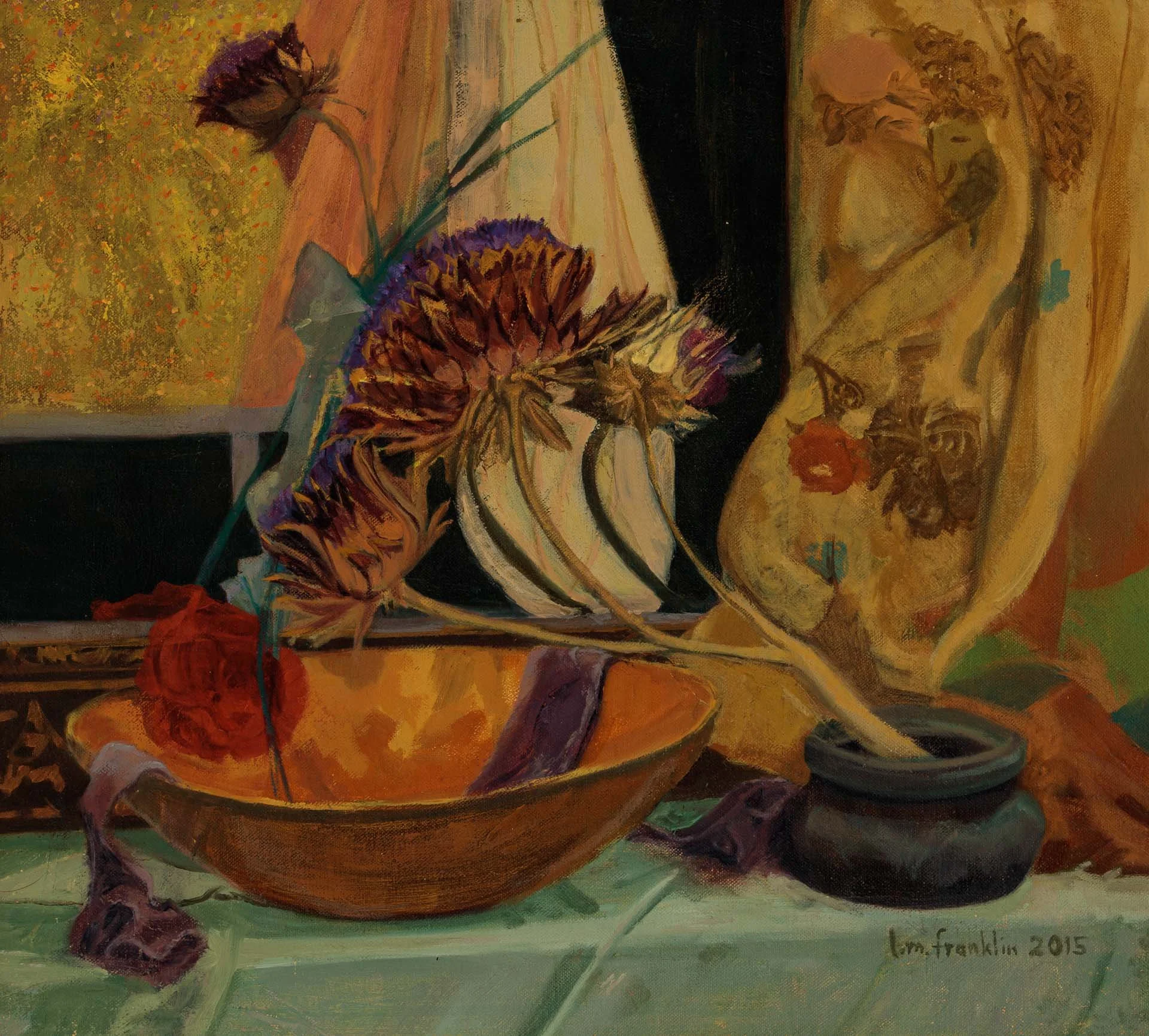 Artichokes with Golden bowl - Oil Paint, 18 x 22“ / 46 x 56 cm
