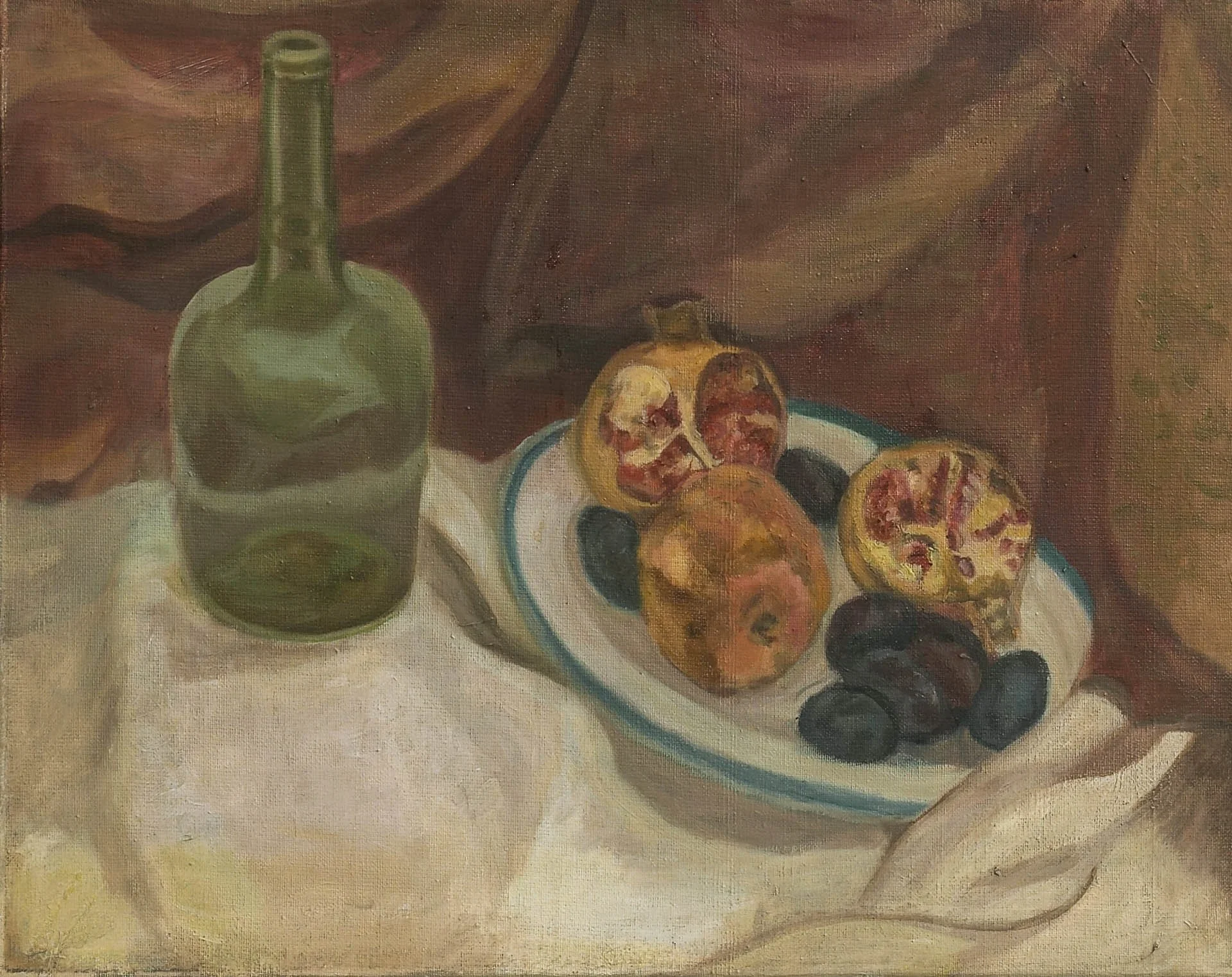 Still life with pomegranates 1974–5 oil paint 40 x 15 cm artist's collection