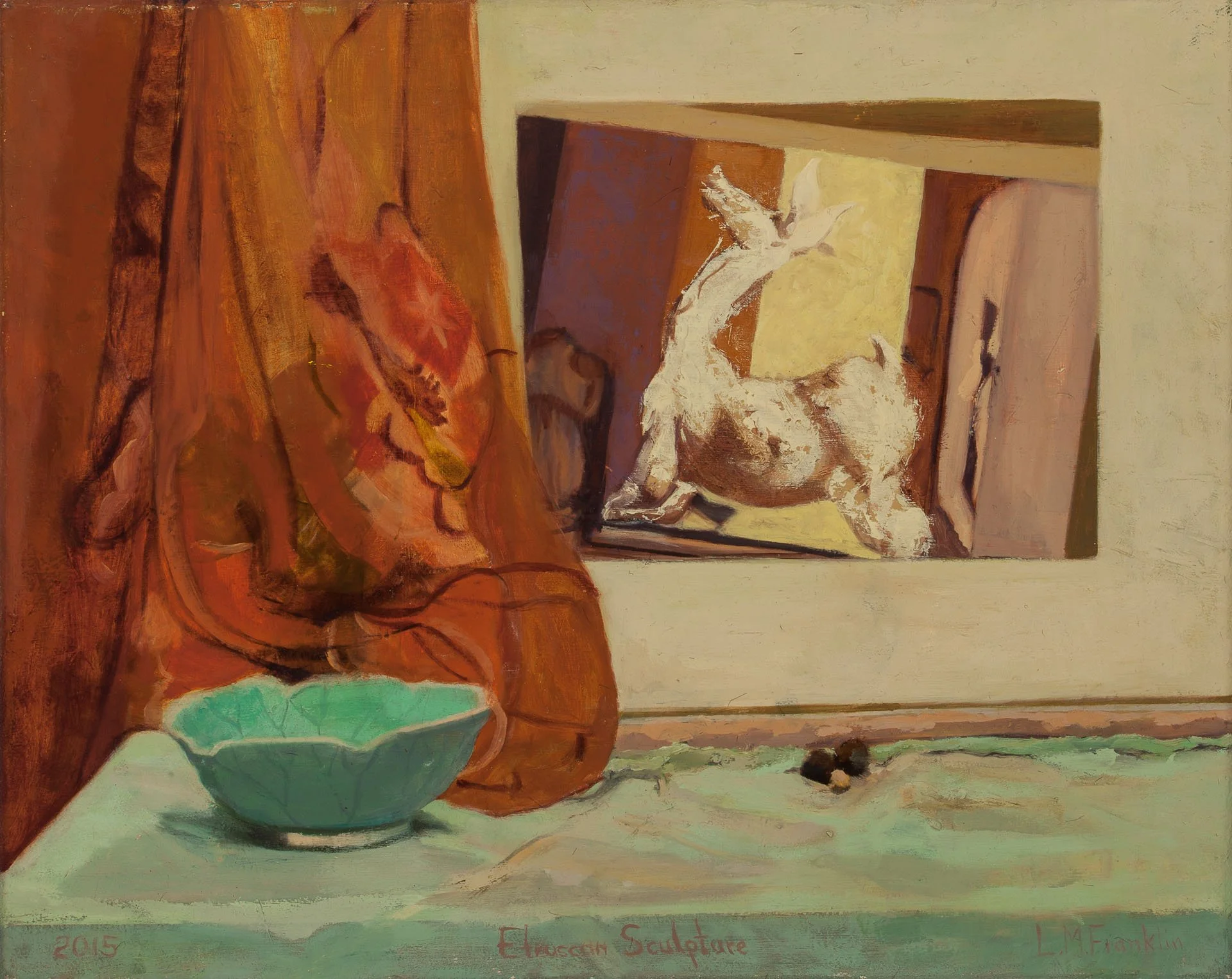 Etruscan Sculpture Still Life, 1990, oil on linen, 43 xc 32cm