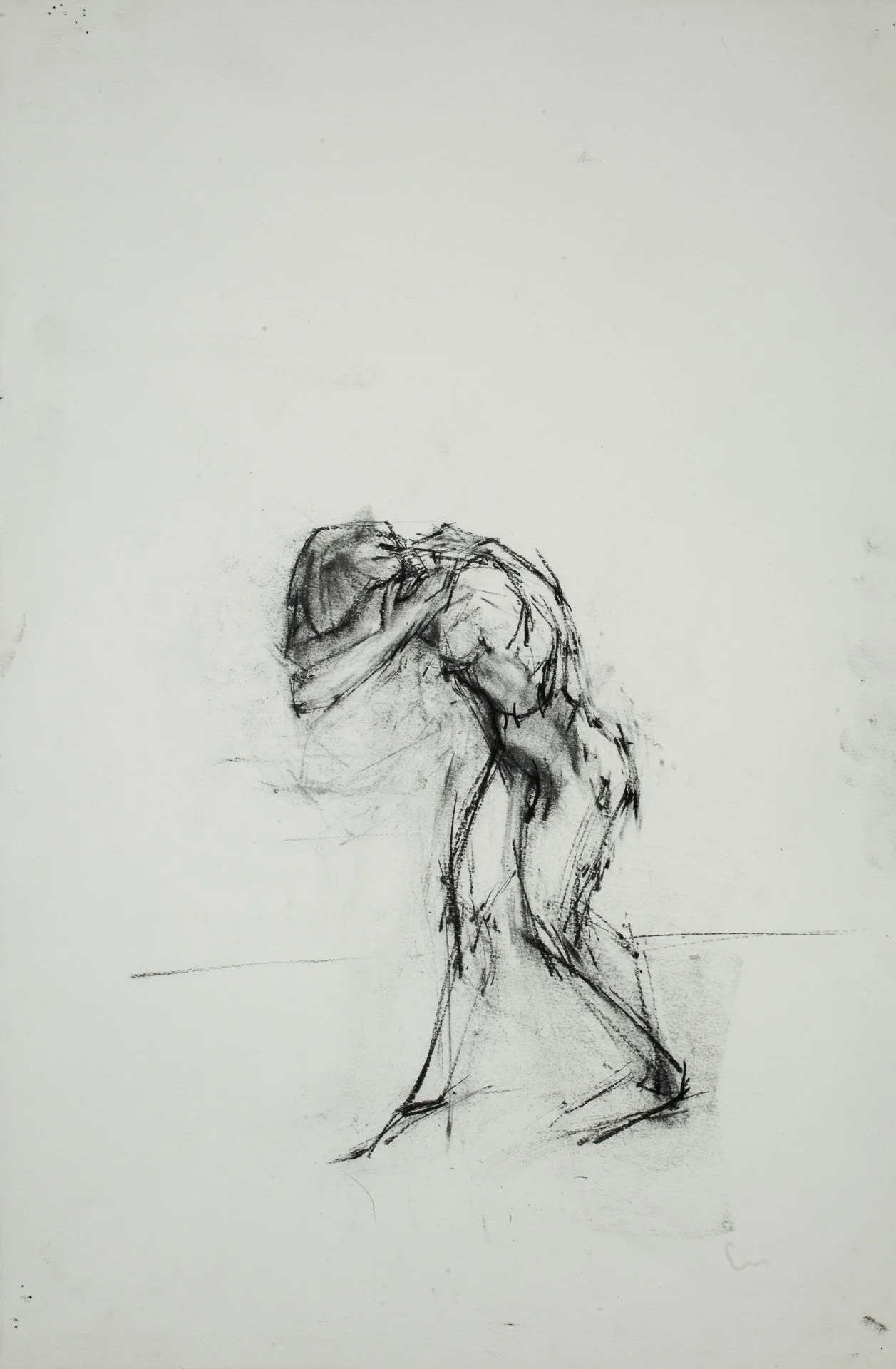 Distraught figure 1979 charcoal 68 x 53 cm 