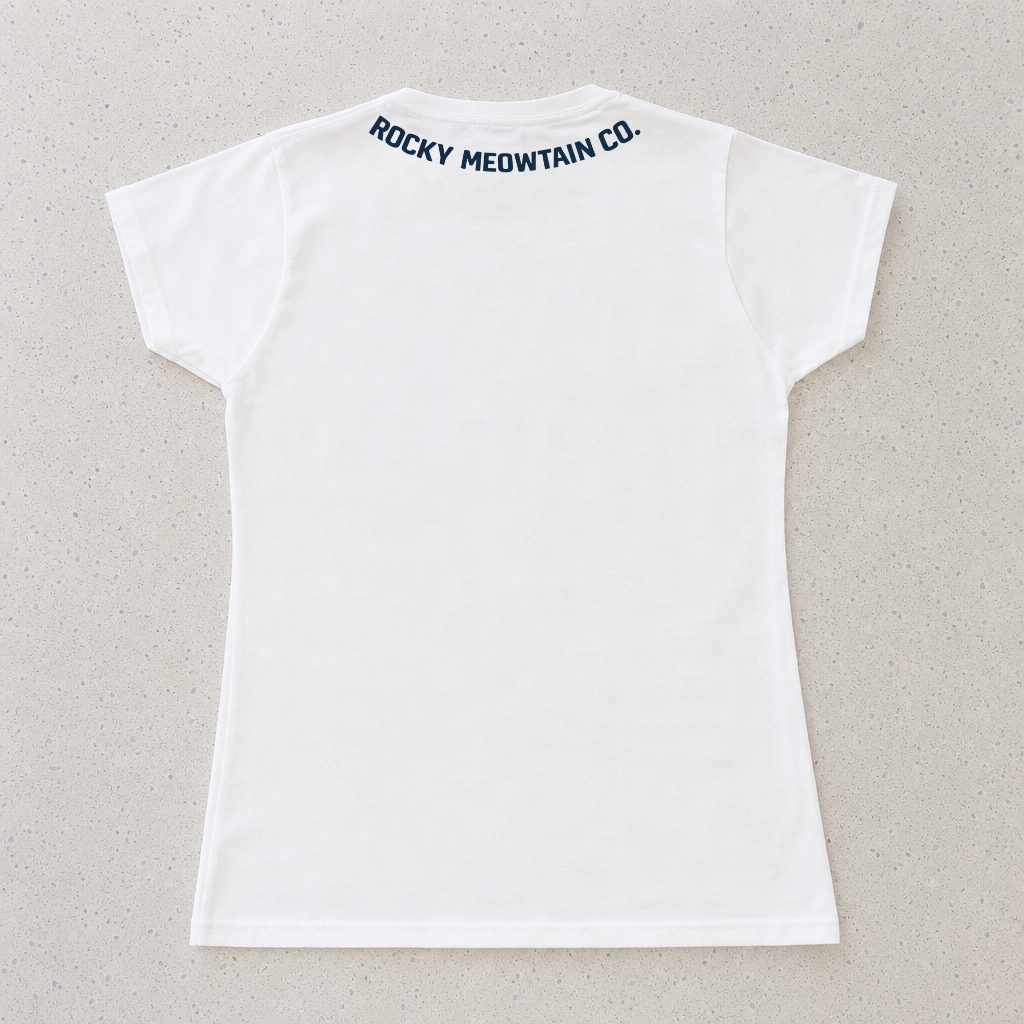 women's round neck white back shirt with obama bue company curved lettering.png