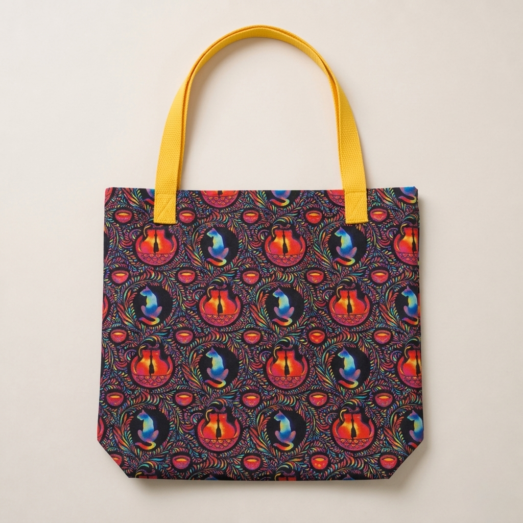 Psychedelic Cat Tote