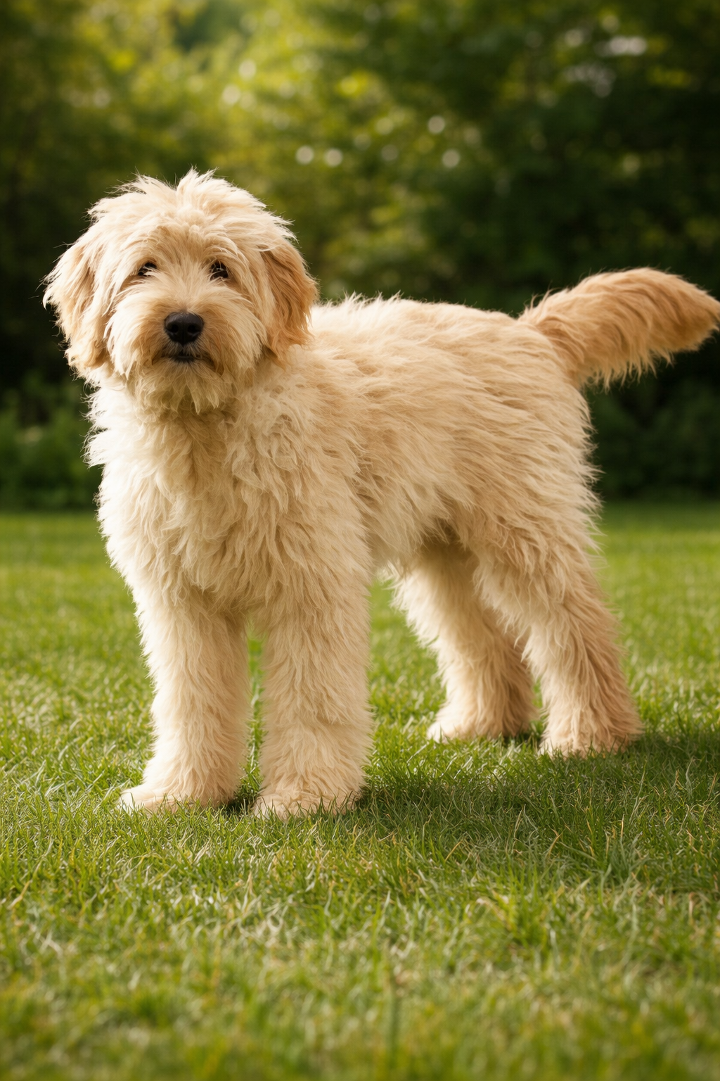 Playful Labradoodle in sunny backyard.png