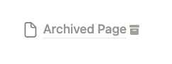 Notion archived page shown greyed out in the page list indicating it is no longer active