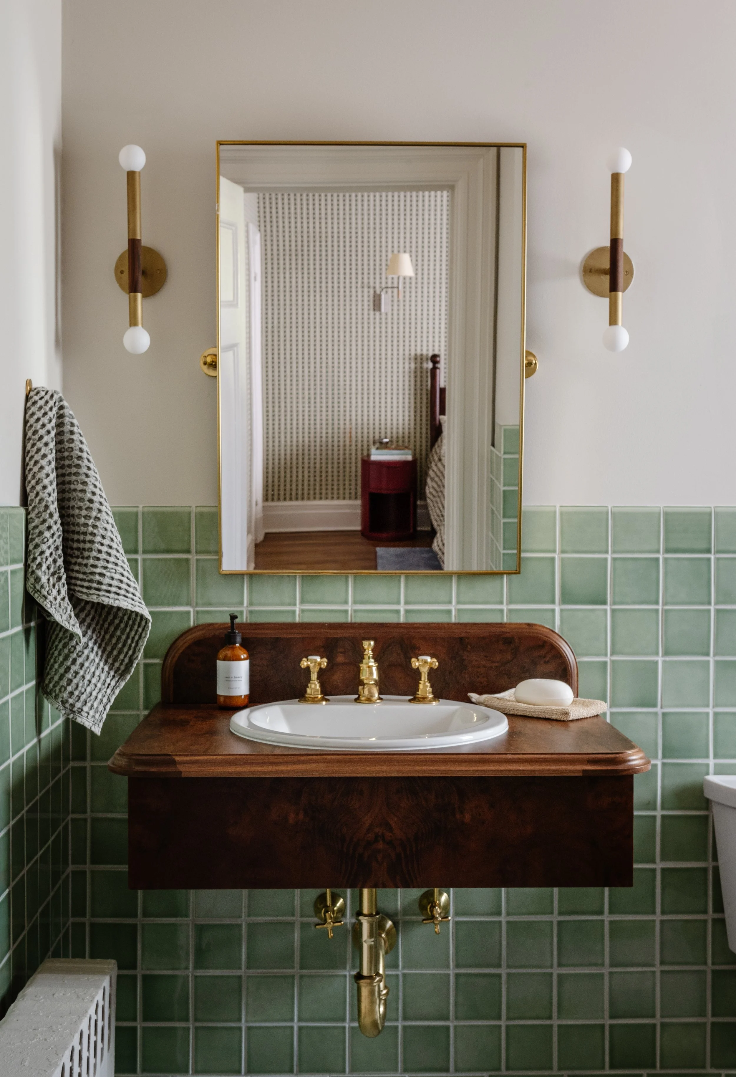 guest bedroom guest bathroom wall tile green bathroom wallpaper stripes