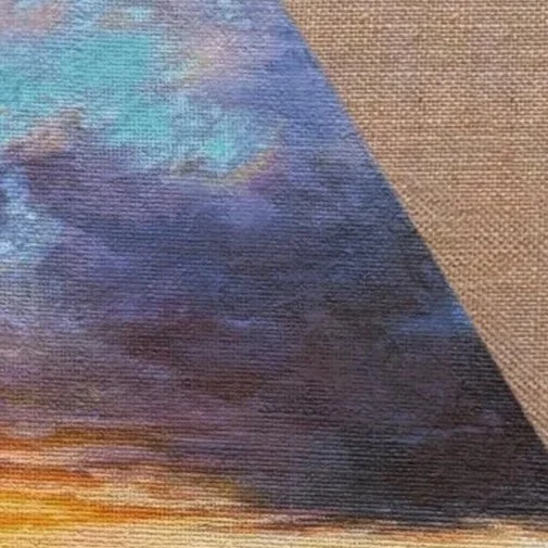 Nahaufnahme eines gemischten Gemäldes mit Himmel, Wolken und Wasserfarben