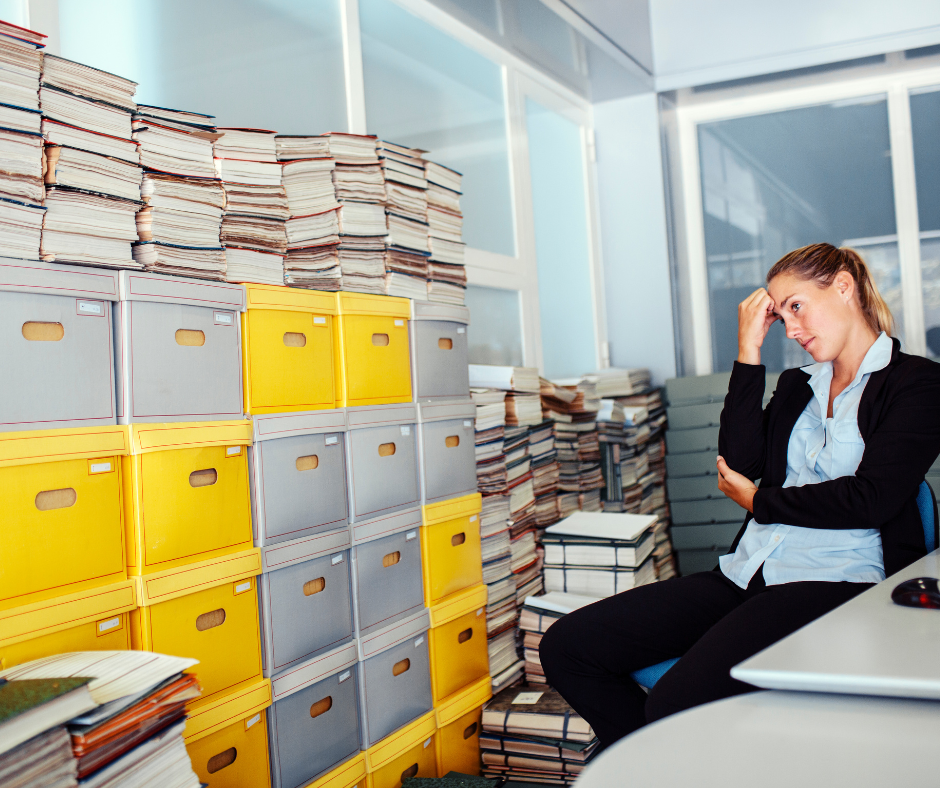 messy paper office files