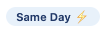 Text saying "Same Day" with a lightning bolt icon.