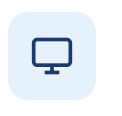 Icon of a computer monitor on a light blue background