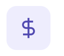 Purple icon with a dollar sign in the center