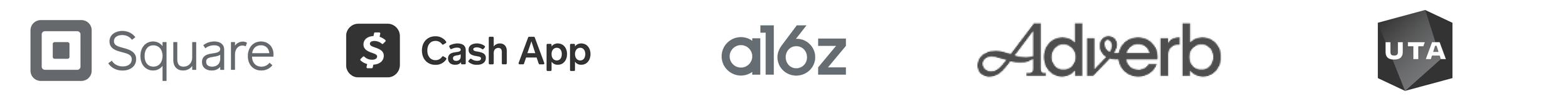 Logo images for Square, Cash App, a16z, Adverb, and CTA