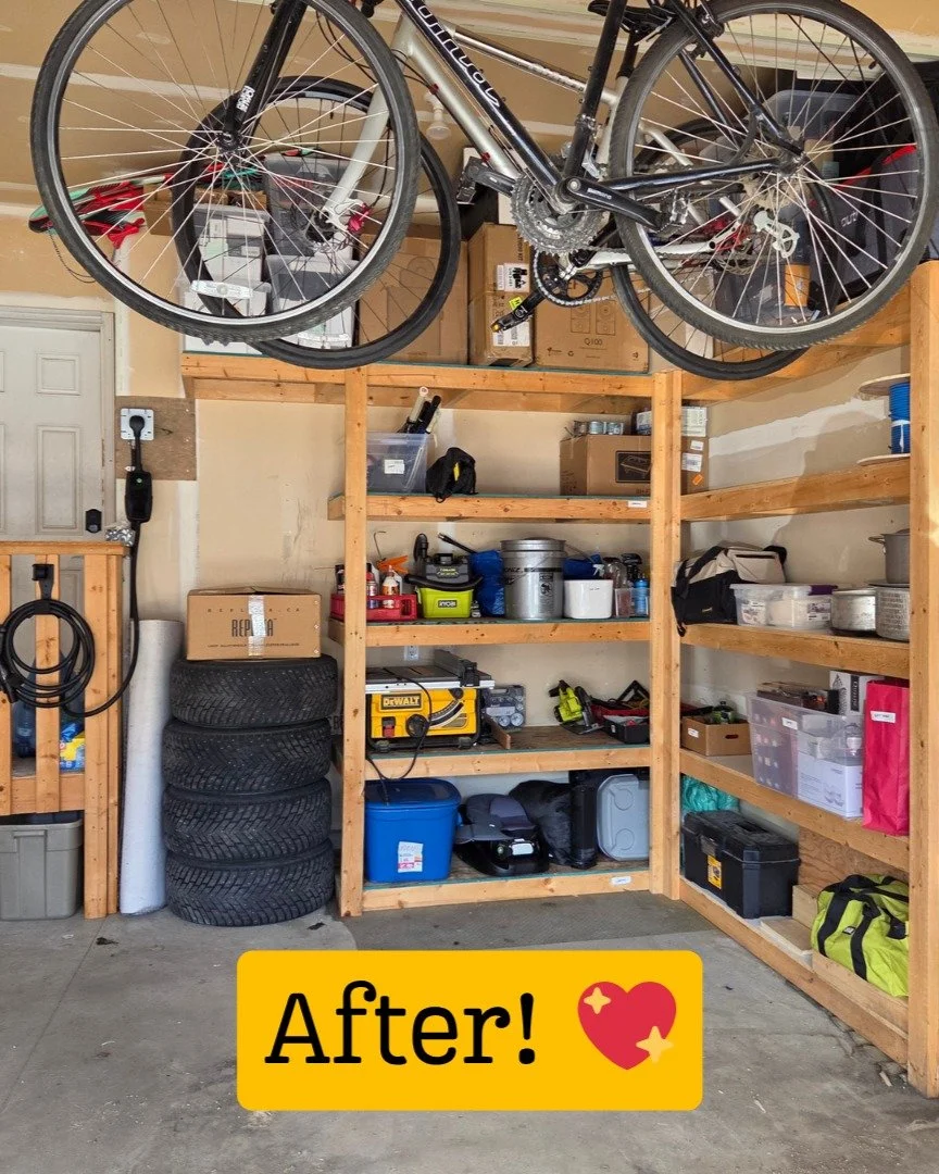 I was so lucky to have been asked to help a client with resetting their garage on an absolutely BEAUTIFUL day this week! ☀️

They were wanting to make better use of their storage. To get them there, these were our opportunities:

✅ Decluttering throu