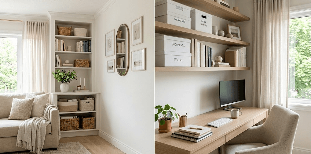 Clean and Organized Living Room and Bedroom