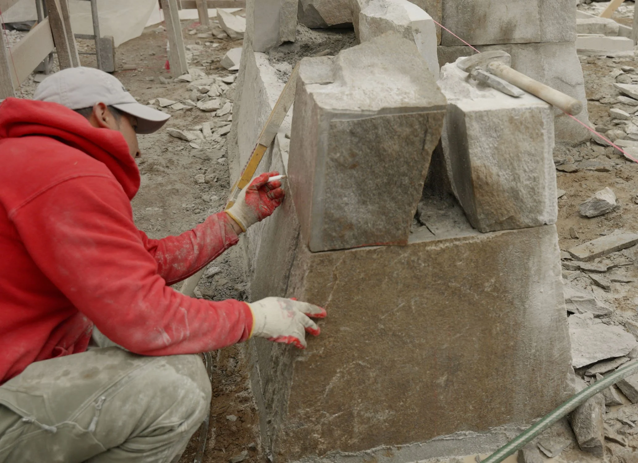 Japanese castle-style stone wall