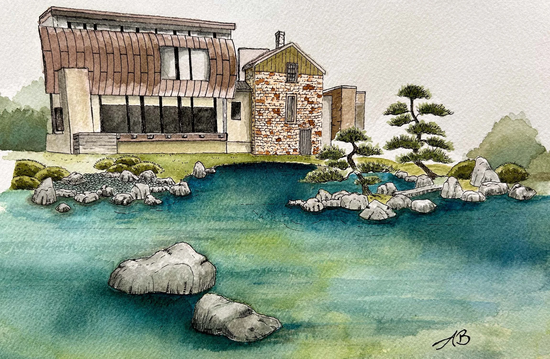 Concept Drawing of Japanese Garden Pond