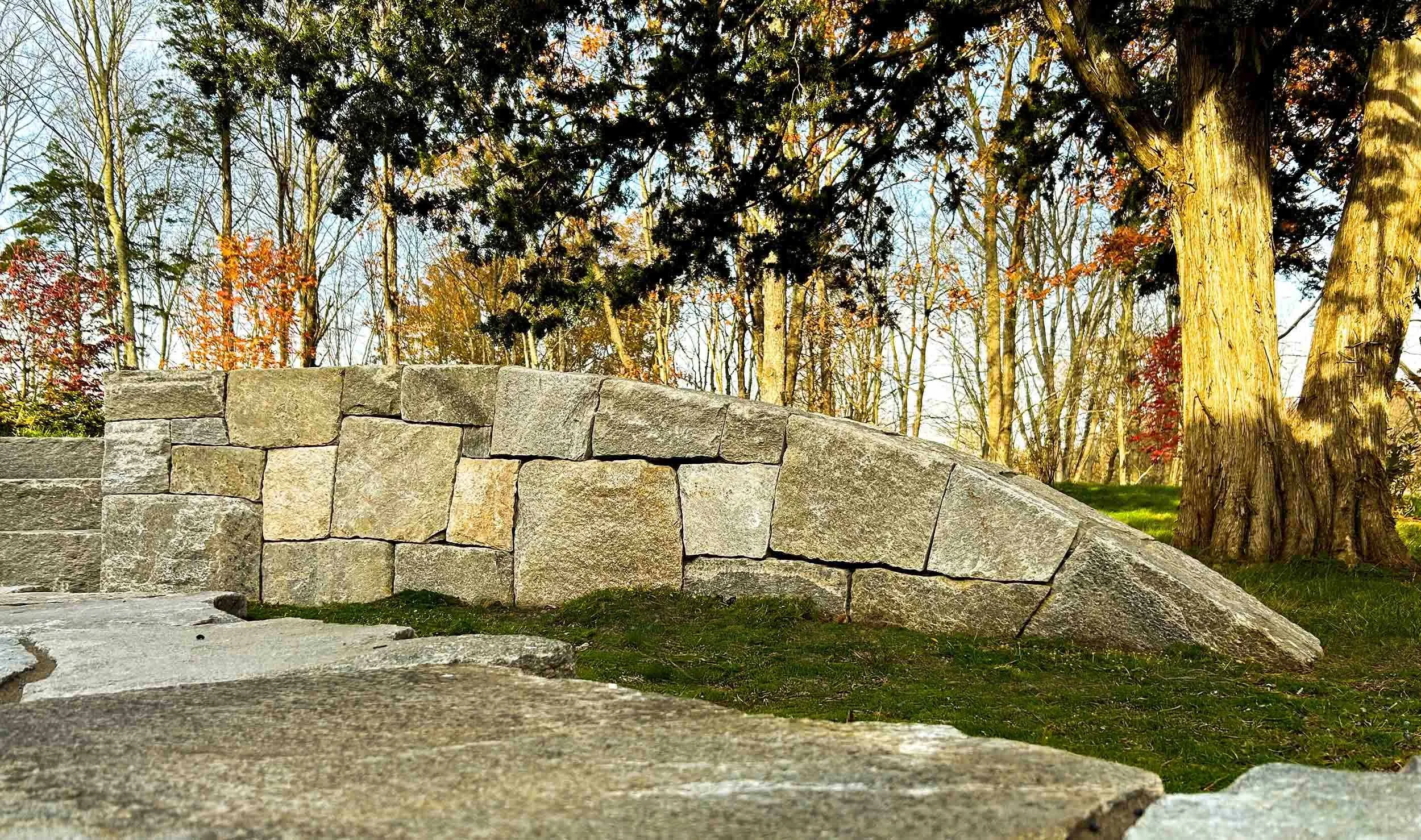 Unique stone wall for Japanese meditation garden