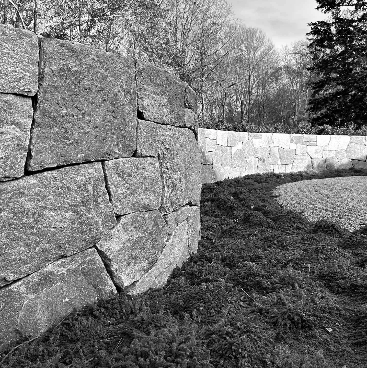 Granite rock wall for Japanese Meditation garden