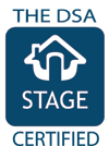 Certified by the DSA, stage quality assurance badge with a house and hands icon.
