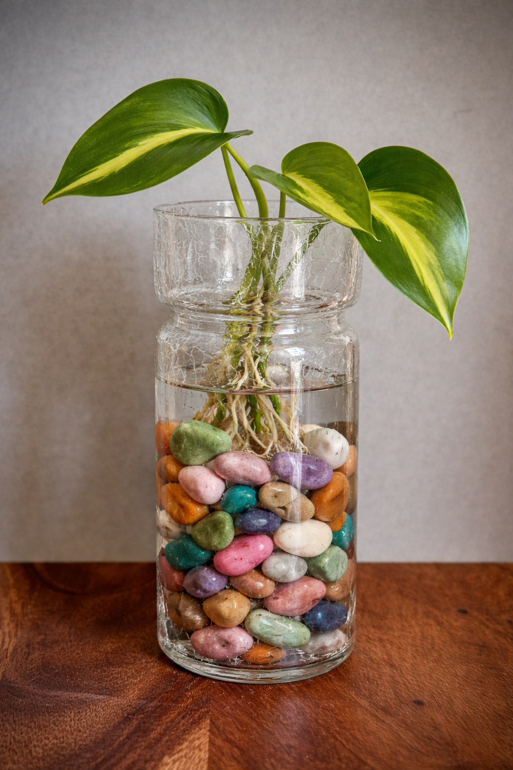Tall Crackle Glass Propagation Vase