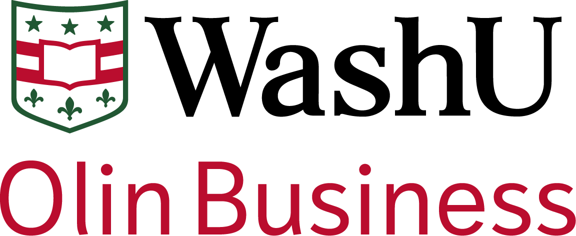 Logo of Olin Business School with a shield emblem featuring flowers and a book.