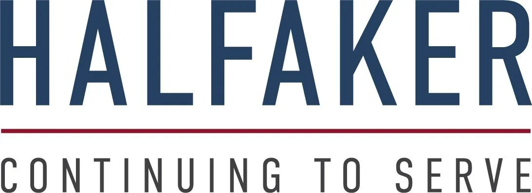 Logo of Halfaker with the slogan "Continuing to Serve" underneath.