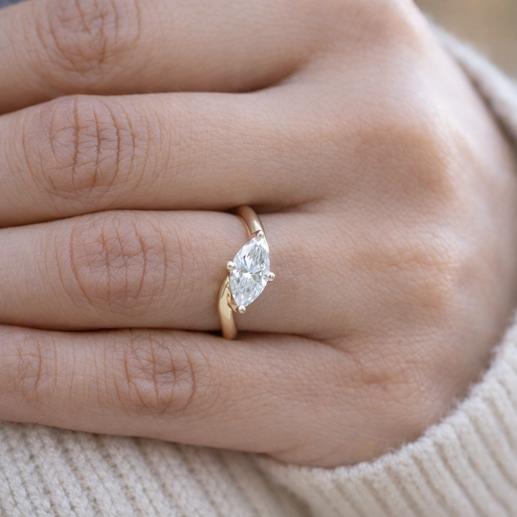 East-West Solitaire Ring