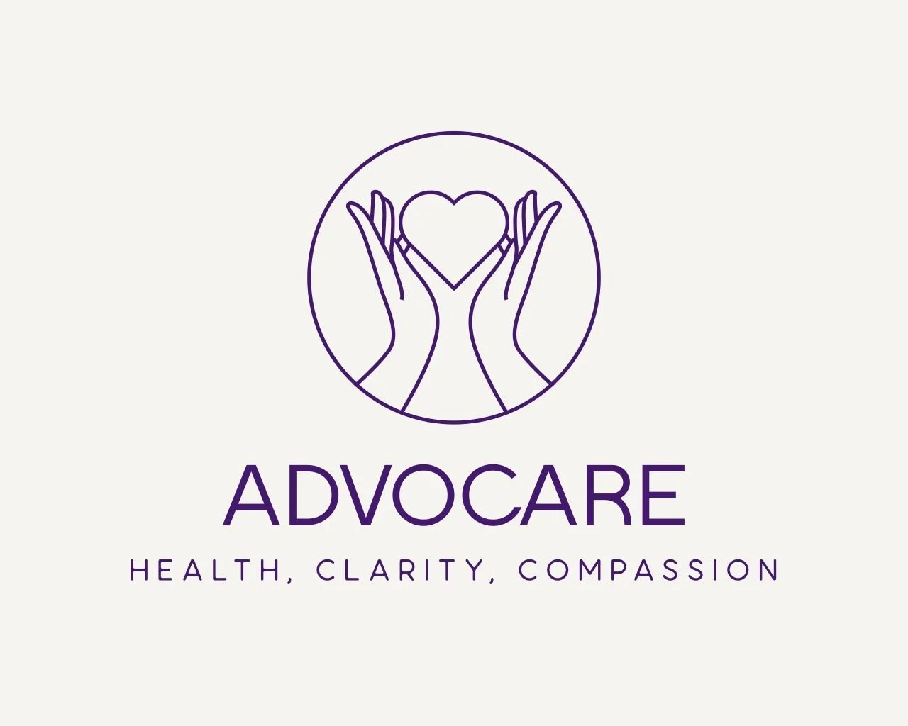 Logo featuring two hands holding a heart within a circle, with the text "ADVOCARE" and the phrase "Health, Clarity, Compassion" underneath.