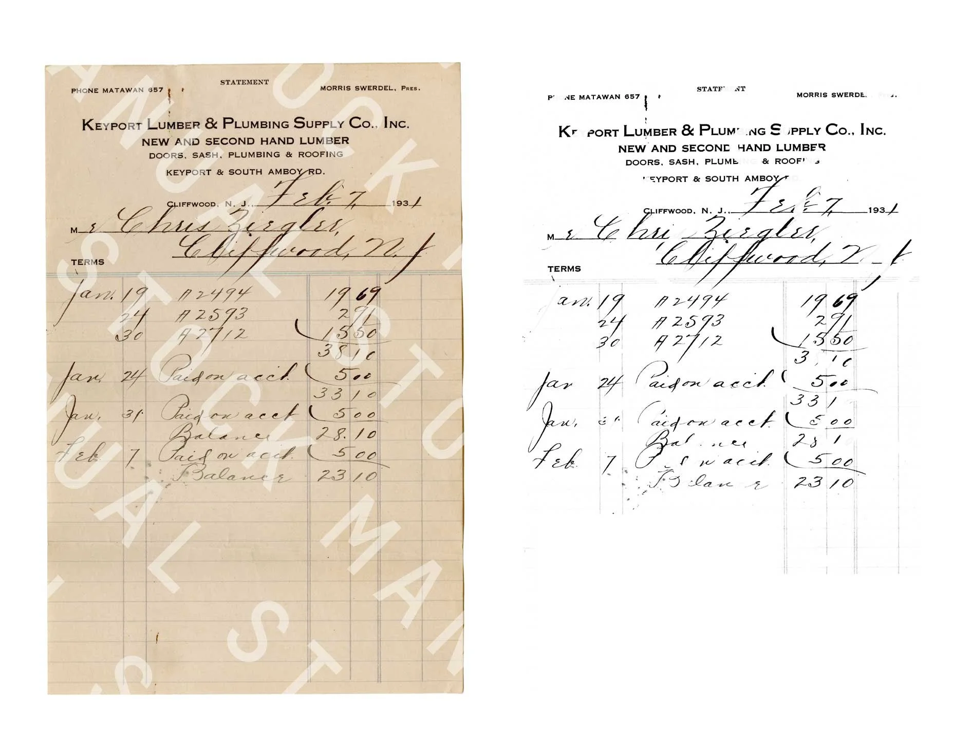 High-res scanned lumber order form for graphic designers asset library