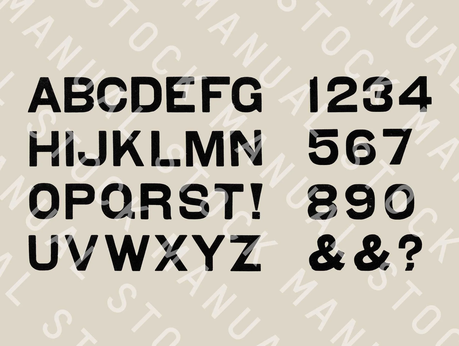 Vintage high res scan of sans serif font