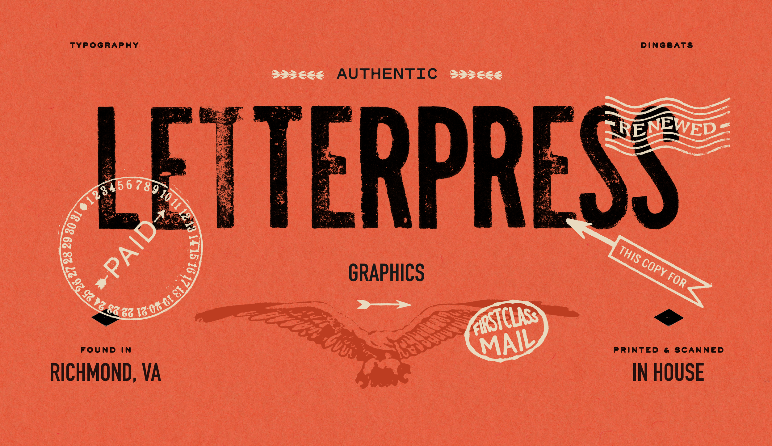 Letterpress dingbats for graphic designer texture pack, high res graphics 