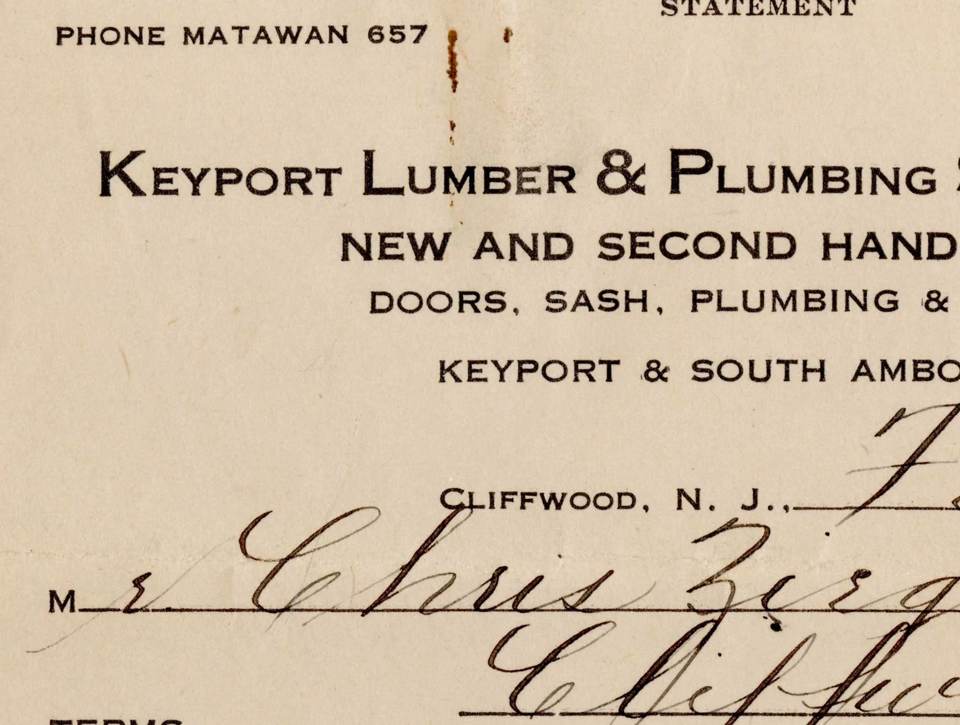 Vintage Lumber Order Form