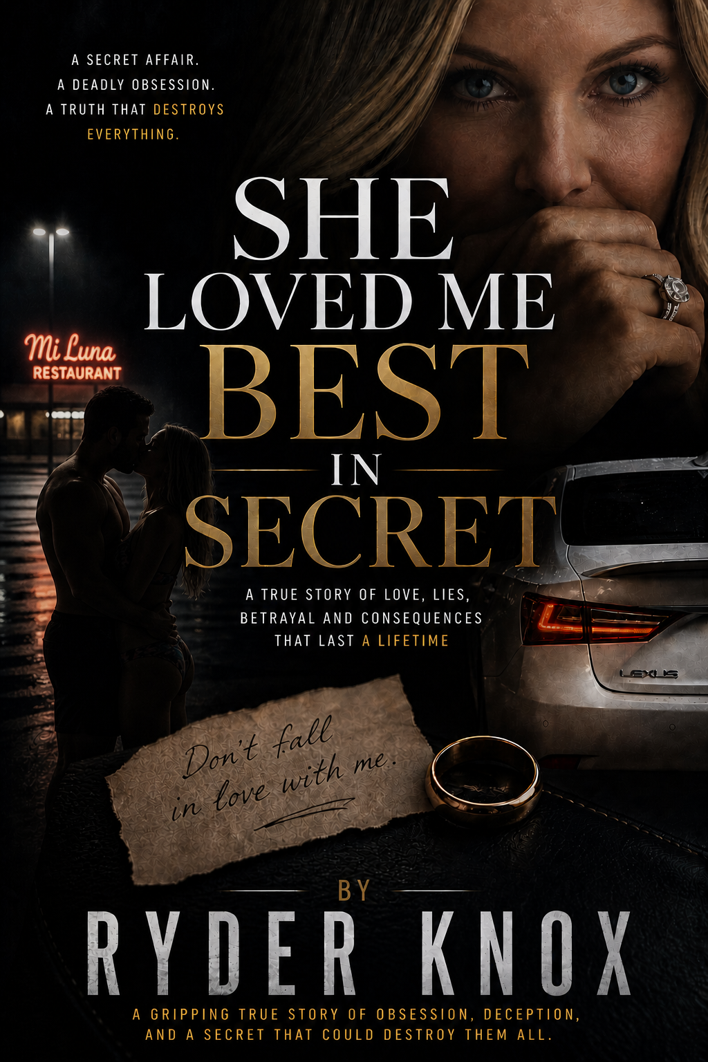 Book cover for "She Loved Me Best in Secret" by Ryder Knox the True Story of Mary Catherine Kirby (Mary Bogle) and the affair that rocked Prosper Texas.