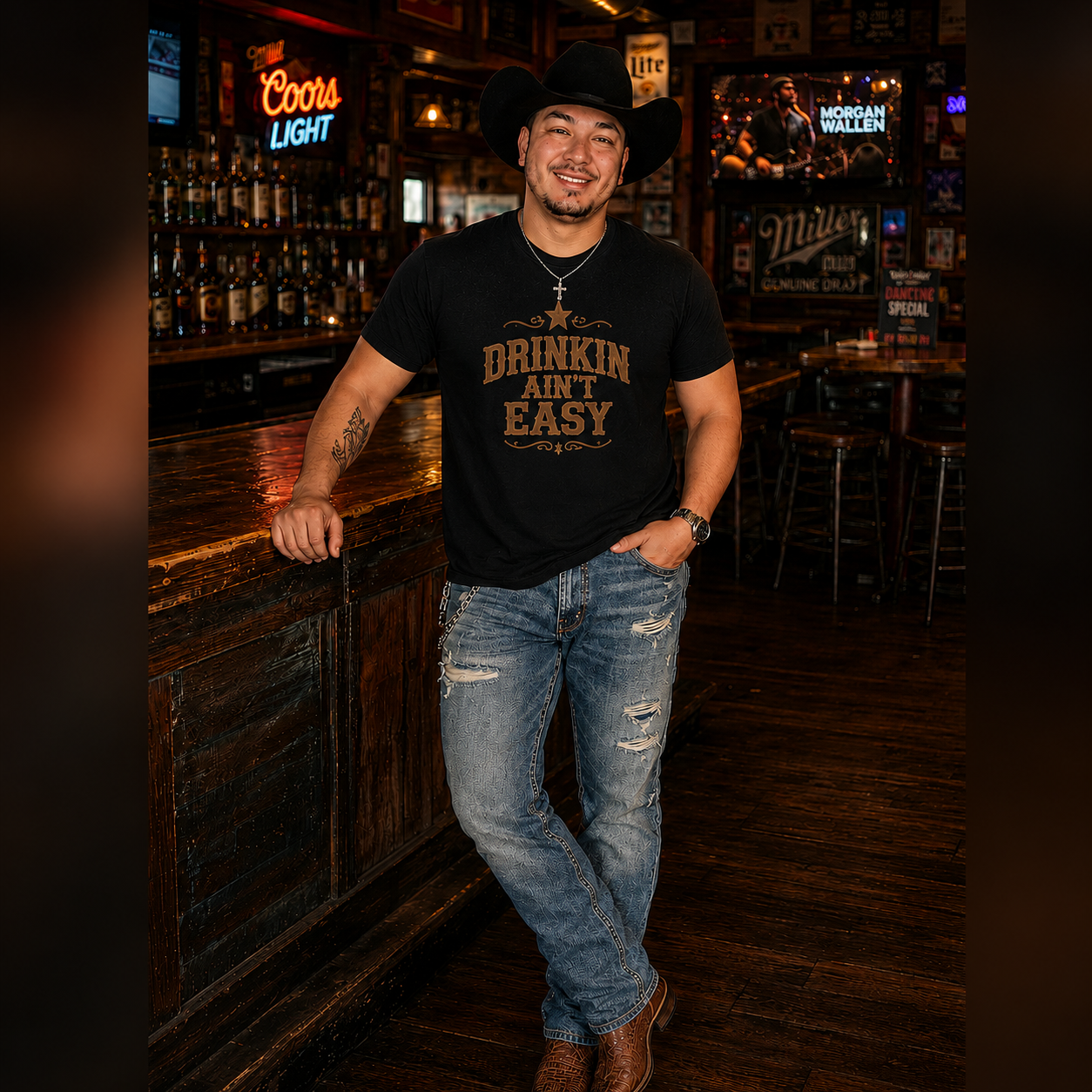 Drinkin’ Ain’t Easy Vintage Western Unisex Graphic Tee