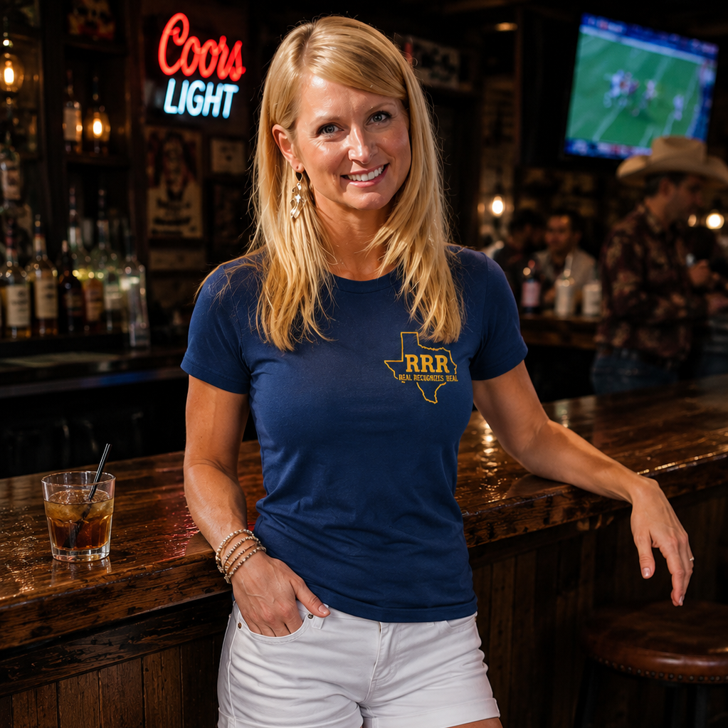 Real Recognizes Real™ Texas Loyalty Tee | RRR Western Graphic Shirt | Navy & Gold