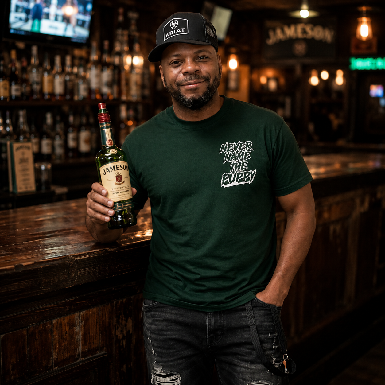 Never Name The Puppy Tee – Forest Green Edition