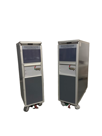 Two medical or laboratory carts with monitors and compartments.
