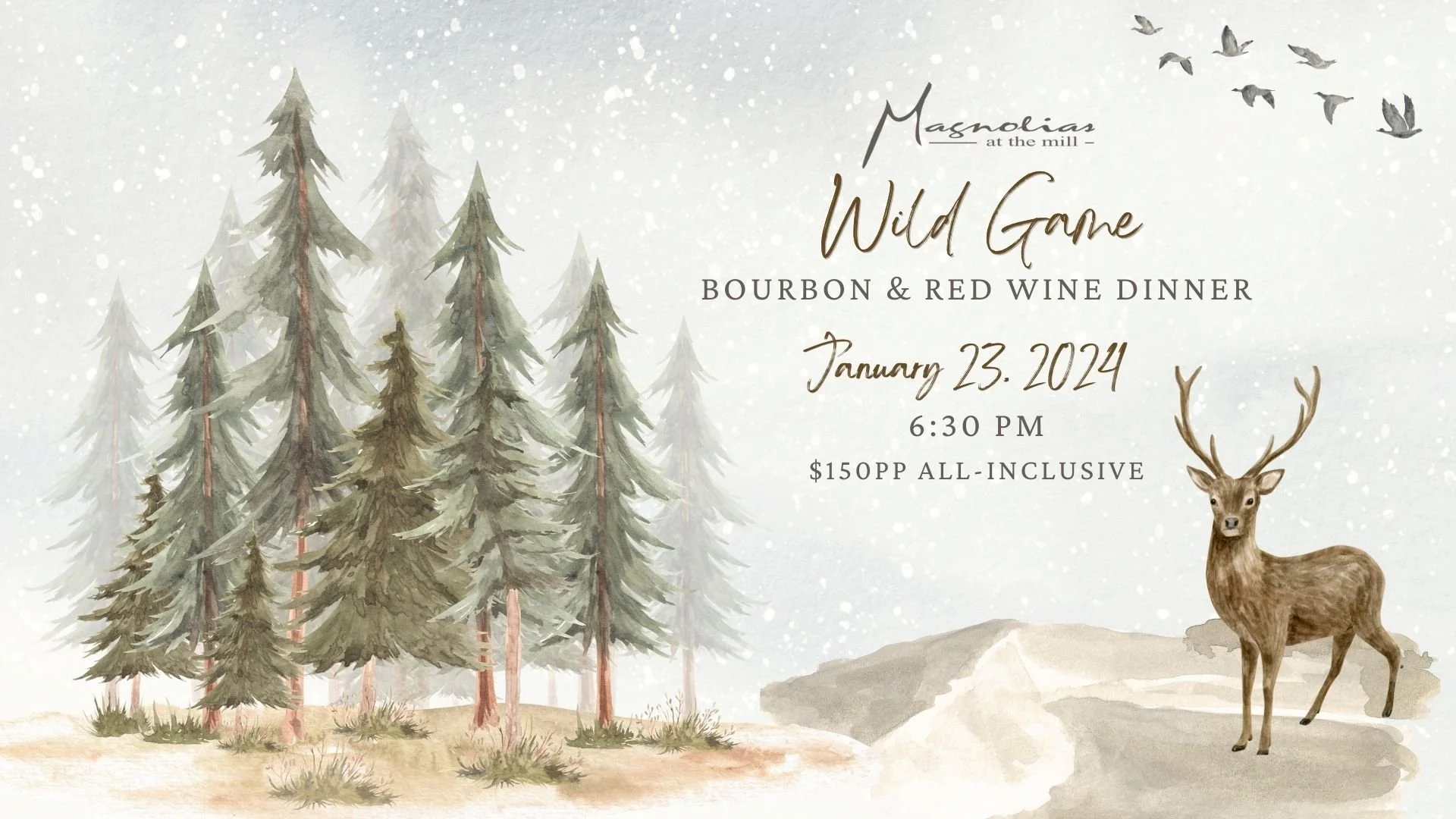 Wild Game, Bourbon and Red Wine Dinner