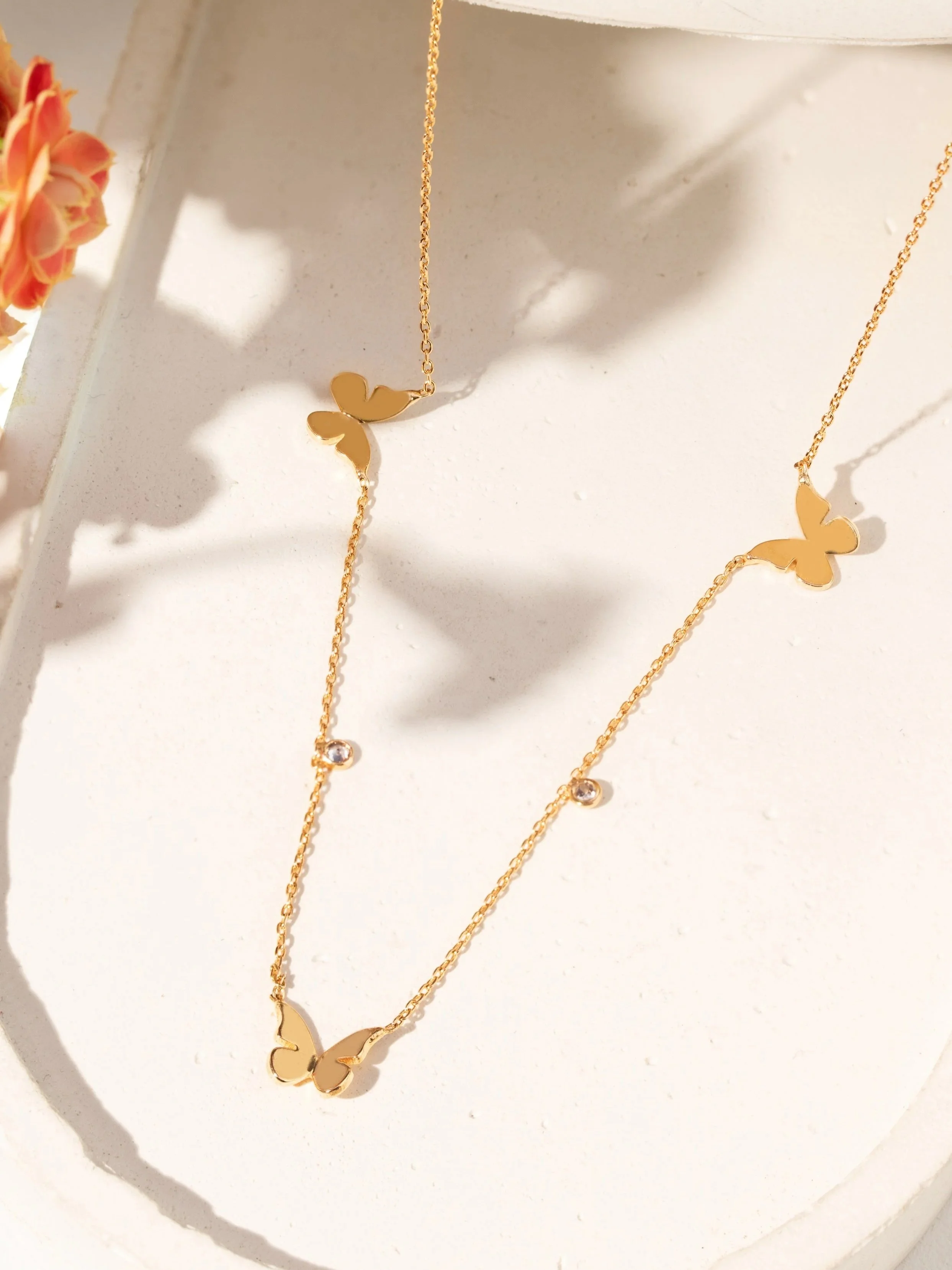 Colar 3 Borboletas com Zircônia