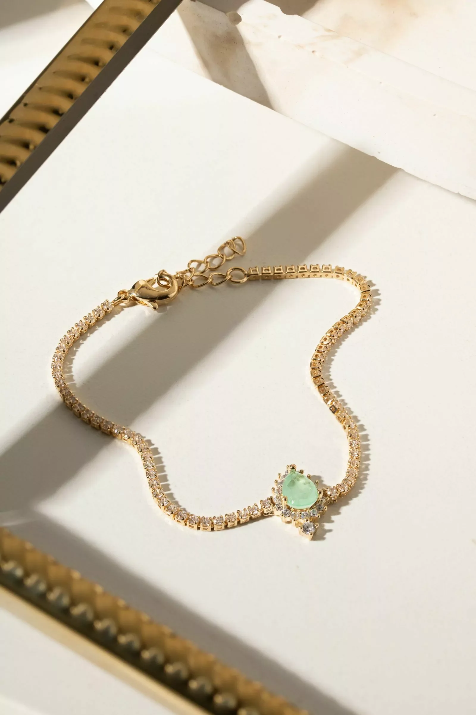 Pulseira Riviera Gota Esmeralda Colombiana