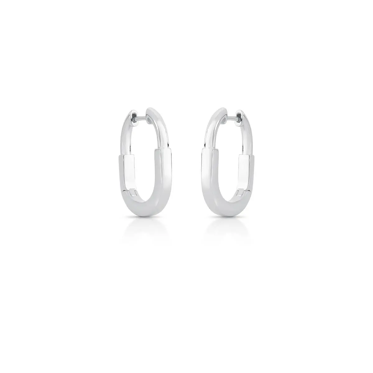 Brinco Argola Oval Minimalista Ródio