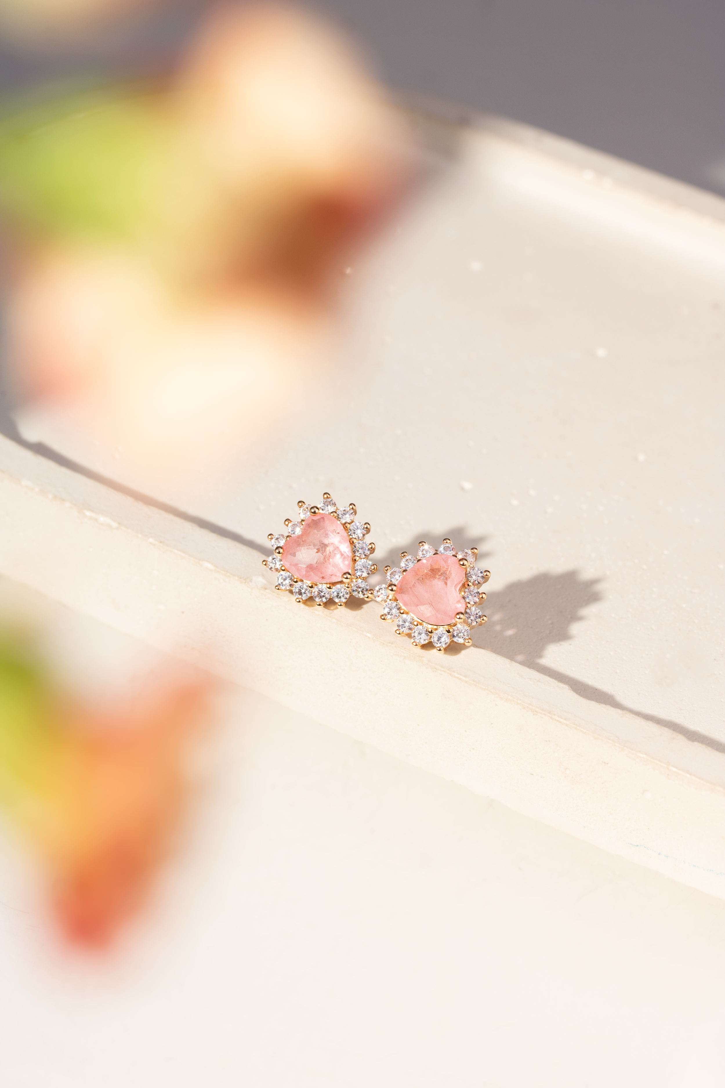 Brinco Coração Morganita com Zircônias