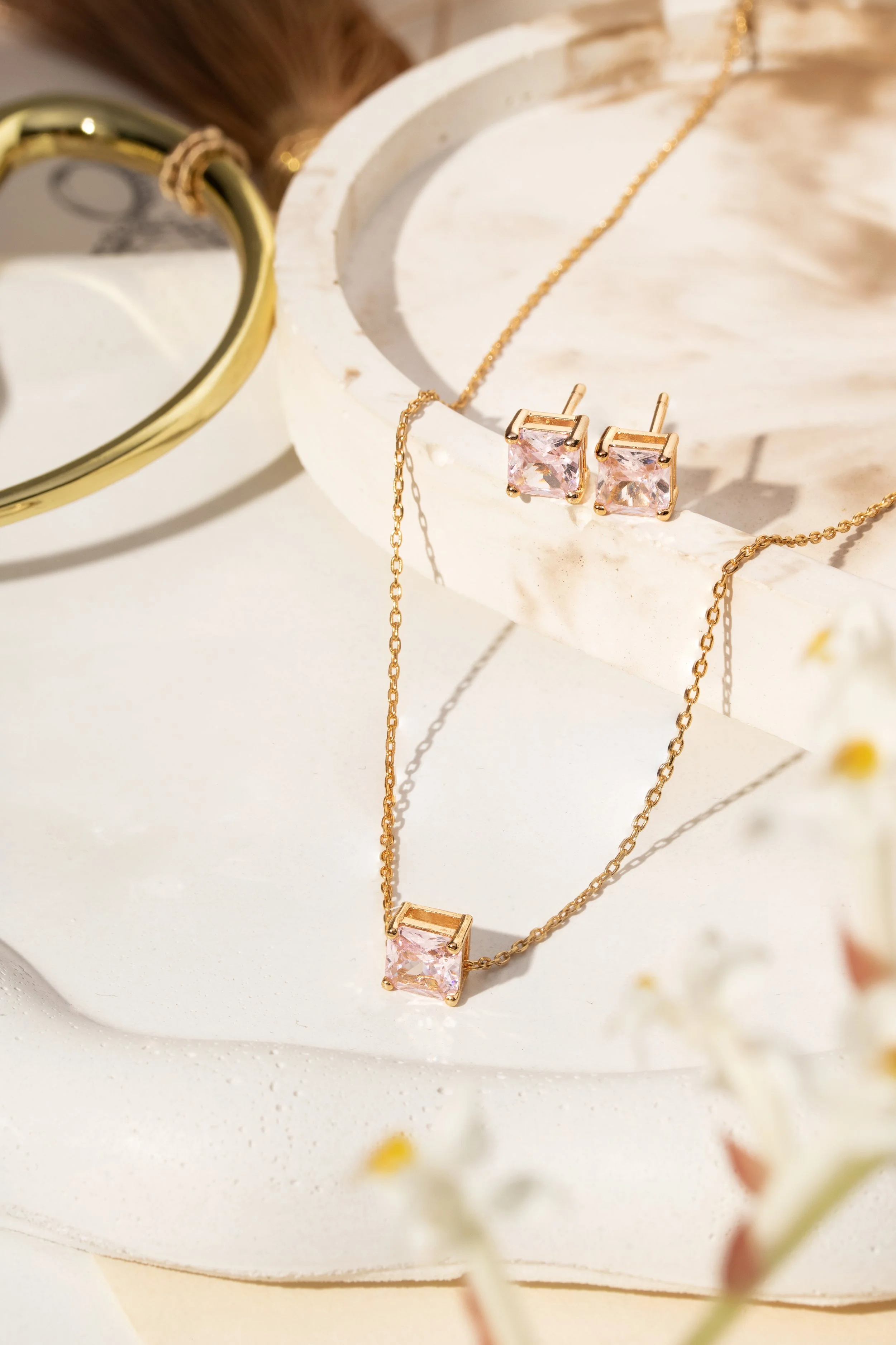 Conjunto Cristal Quadrado Light Pink