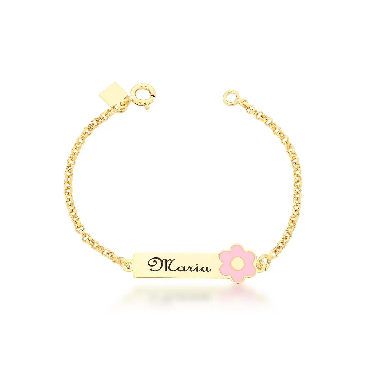 Pulseira Infantil Flor Personalizada Dourada